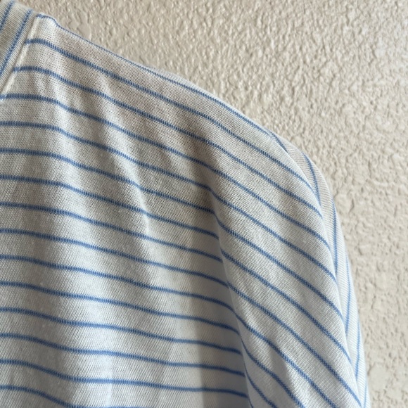 Vince Blue & White Pencil Stripe Dolman Sleeve Crewneck Cotton Top XS - Picture 5 of 9